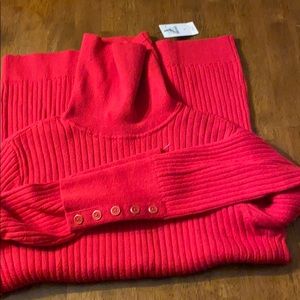 Talbots ribbed Tneck sweater Red size small NWT